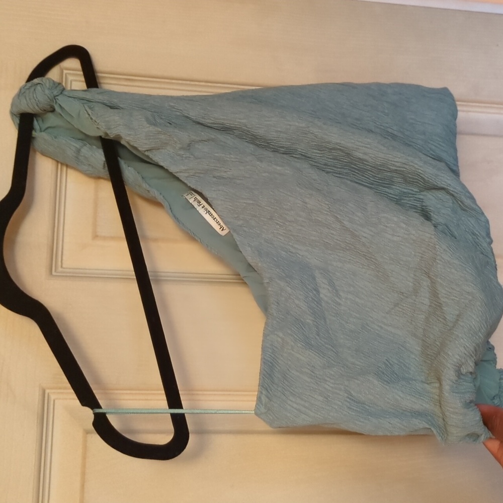 NWOT Abercrombie & Fitch One Shoulder Textured Cropped Top Large Teal